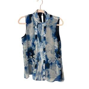 NWT Karl Lagerfeld Floral Peephole Ruffle Bloomecore Office Blouse
